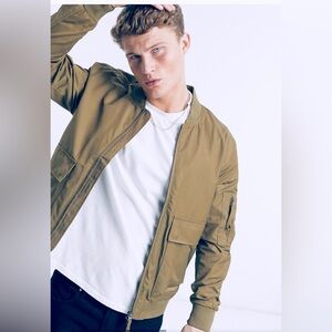 Topman Bomber Jacket with Pockets Size XL Khaki